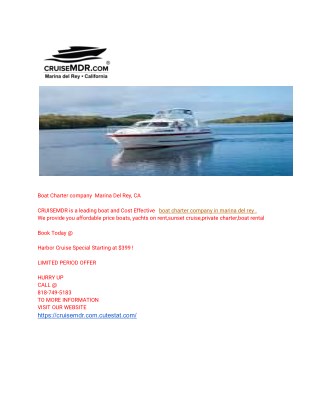 Boat Charter company Marina Del Rey, CA