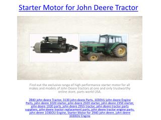 Starter Motor for John Deere Tractor