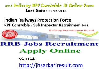 2018 Railway RPF Constable, SI Online Form Last Date : 30/06/2018