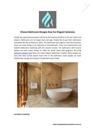 Choose Bathroom Designs Kew For Elegant Solutions