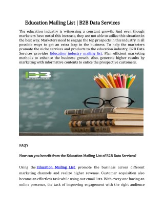 Education Mailing List | Education Industry Mailing List