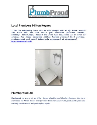 Local Plumbers Milton Keynes