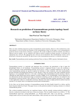 Research on prediction of transmembrane protein topology based on fuzzy theory