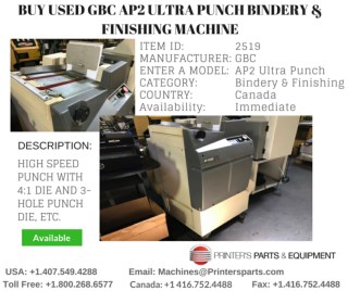 Buy Used GBC AP2 Ultra Punch Bindery and Finishing Machine