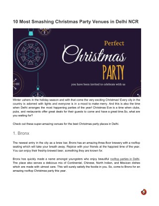 10 Most Smashing Christmas Party Venues in Delhi NCR