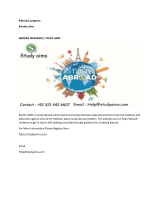 ABROAD PROGRAM | STUDY AIMS