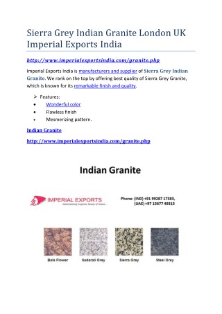 Sierra Grey Indian Granite London UK Imperial Exports India