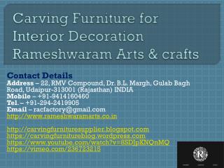 Carving Furniture for Interior Decoration Rameshwaram Arts & crafts