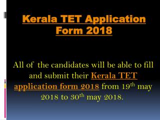 Kerala TET Application form 2018