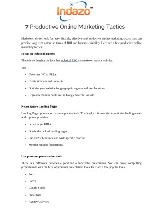 7 productive online marketing tactics