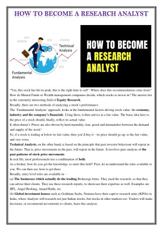 HOW TO BECOME A RESEARCH ANALYST