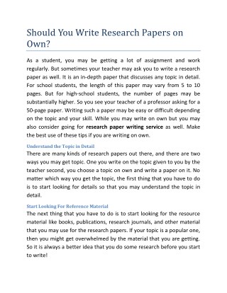 Should You Write Research Papers on Own?