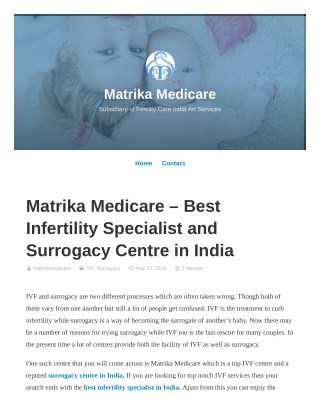 Matrika Medicare - Best Infertility Specialist and Surrogacy Centre in India