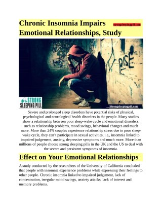 Chronic Insomnia Impairs Emotional Relationships, Study