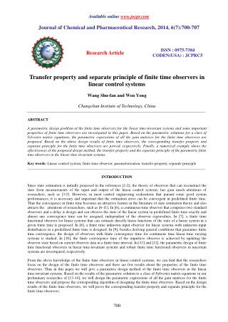 Transfer property and separate principle of finite time observers in linear control systems