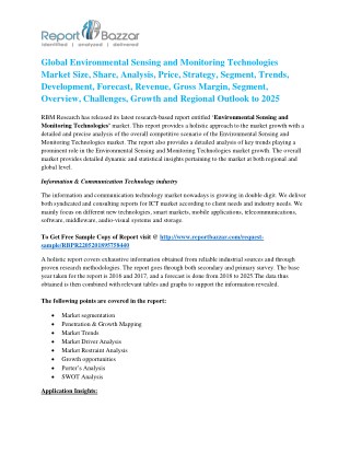 Environmental Sensing and Monitoring Technologies Market Tracking current trends, opportunities, challenges and SWOT Ana