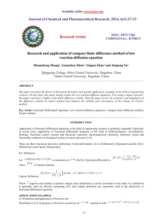 Research and application of compact finite difference method of low reaction-diffusion equation