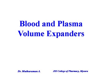 2.1.4 Blood and plasma volume expanders