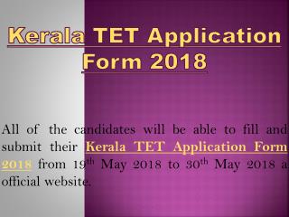 Kerala TET Application form 2018