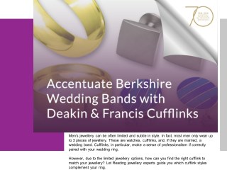 Accentuate Berkshire Wedding Bands With Deakin & Francis Cufflinks