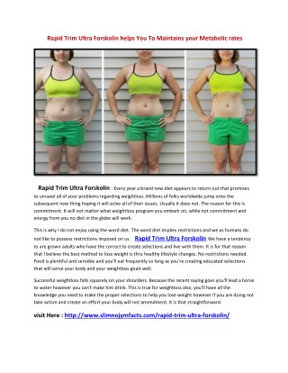 Rapid Trim Ultra Forskolin Naturally helps in Maintaining Your Figure