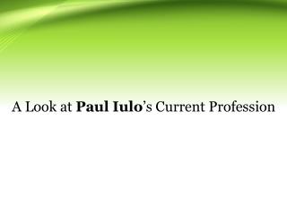 A Look at Paul Iuloâ€™s Current Profession