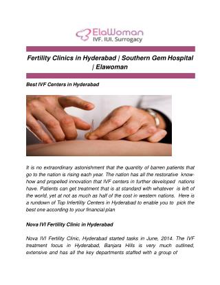Fertility Clinics in Hyderabad | Southern Gem Hospital | Elawoman