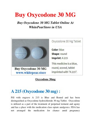 Buy Oxycodone 30 MG