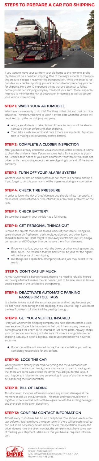 Steps to Prepare a Car for Shipping