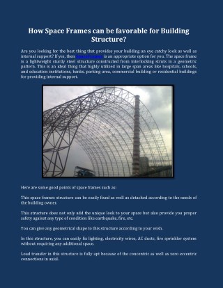 How Space Frames can be favorable for Building Structure?