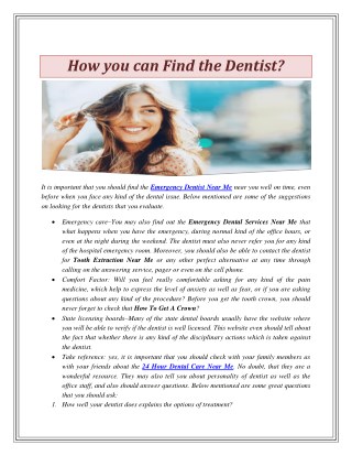 How you can Find a Dentist