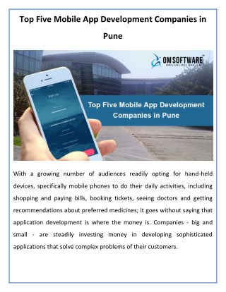 Top Five Mobile App Development Companies in Pune