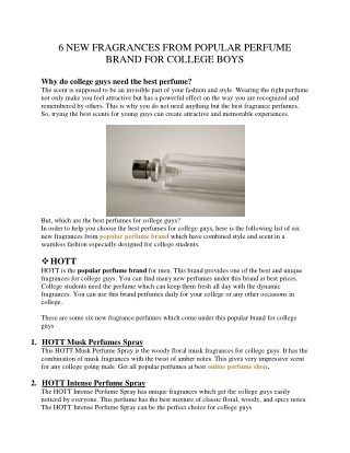 6 NEW FRAGRANCES FROM POPULAR PERFUME BRAND FOR COLLEGE BOYS