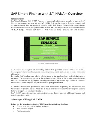 SAP S4 HANA Simple Finance PDF