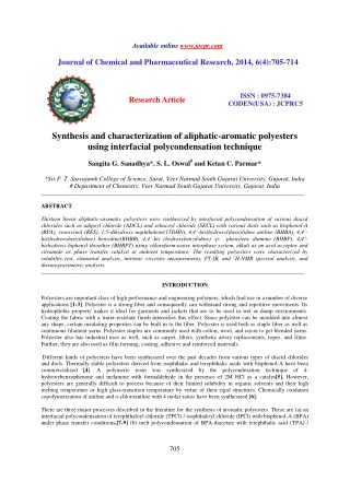 Synthesis and characterization of aliphatic-aromatic polyesters using interfacial polycondensation technique