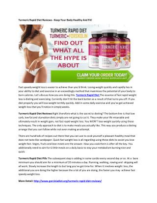 Turmeric Rapid Diet Pills - Burn Your Body Fat Naturally!