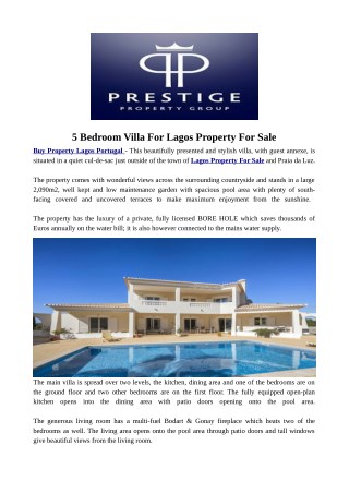 5 Bedroom Villa For Lagos Property For Sale