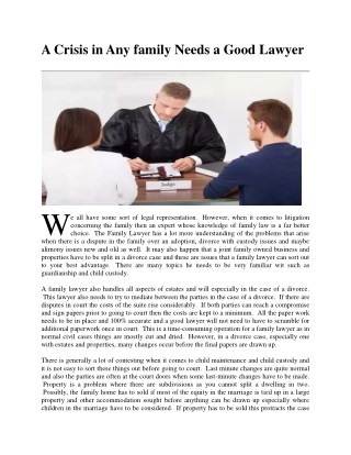 A Crisis in Any family Needs a Good Lawyer