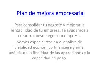 Plan de mejora empresarial