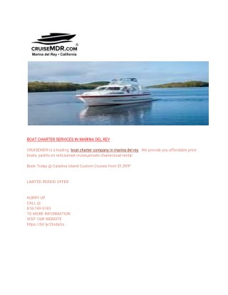 BOAT CHARTER SERVICES IN MARINA DEL REY