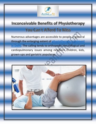 Inconceivable Benefits of Physiotherapy You Can't Afford To Miss