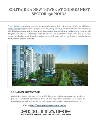 Godrej Solitaire At Godrej Nest Sector 150 Noida