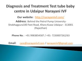 Diagnosis and Treatment Test tube baby centre in Udaipur Narayani IVF
