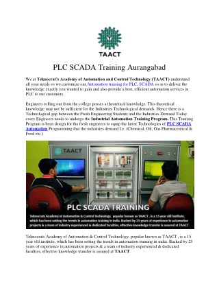 PLC SCADA Training Aurangabad