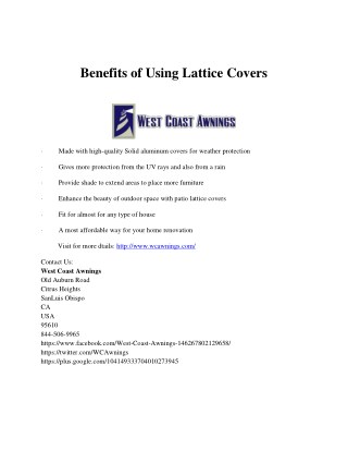Benefits of Using Lattice Covers