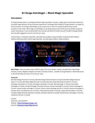 Sri Durga Astrologer â€“ Black Magic Specialist