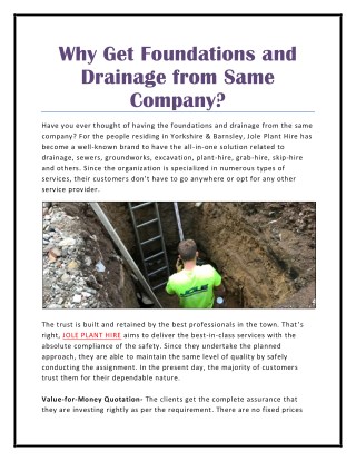 Why Get Foundations and Drainage from Same Company?
