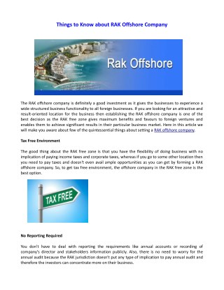 Things to Know about RAK Offshore Company