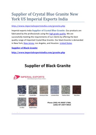 Supplier of Crystal Blue Granite New York US Imperial Exports India