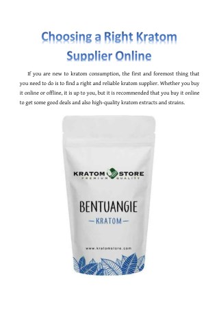Choosing a Right Kratom Supplier Online